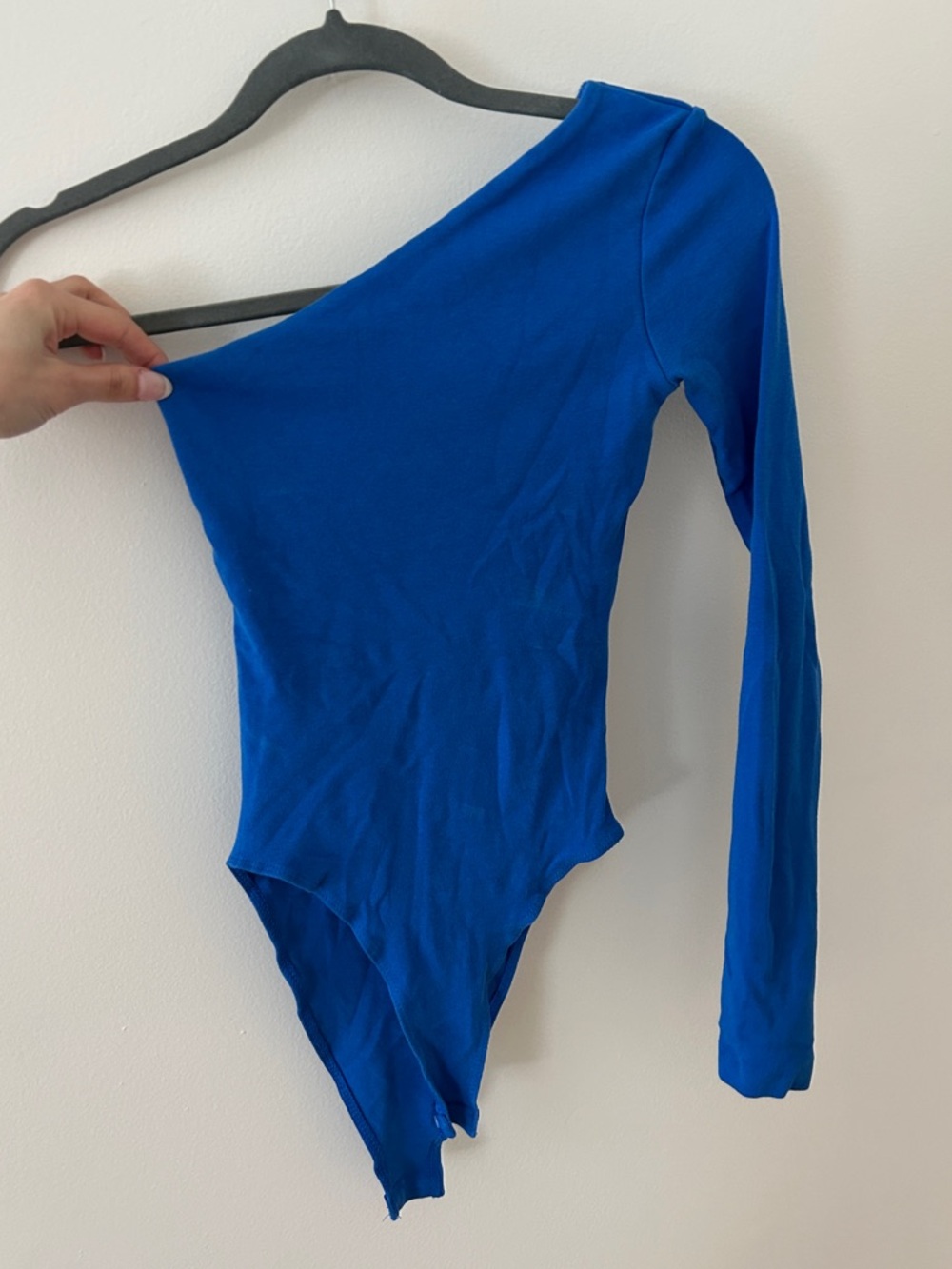 Zara Cobalt One-Shoulder Long-Sleeve Bodysuit
